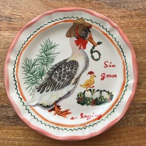 NWT Nathalie Lete Anthropologie 12 Days of Christmas Plate 6 Geese a Laying